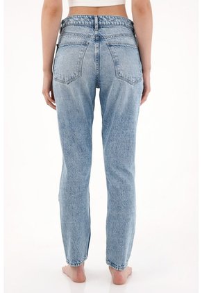 Tennis Jean Mom De Tiro Alto Tono Medio Para Mujer