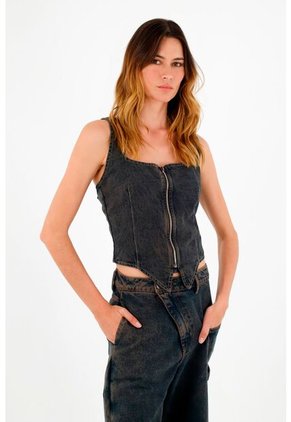 Tennis Chaleco Azul Con Cierre Para Mujer