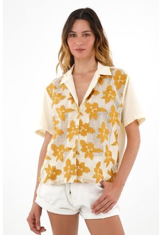 Camisa Estampada Tipo Bowling Para Mujer Tennis