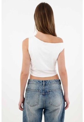 Tennis Camiseta Crop En Rib Blanca Para Mujer