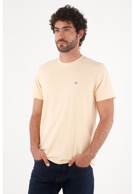 Tennis Camiseta Para Hombre En Algodón Beige Regular Con Bordado