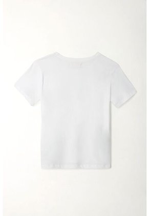 Tennis Camiseta Blanca Cuello Redondo Para Mujer