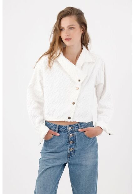 Tennis Chaqueta Con Textura En Relieve En Algodón Blanco Para Mujer