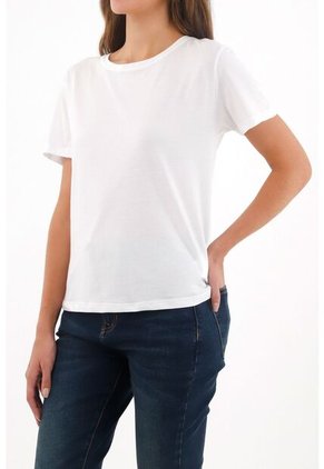 Tennis Camiseta Blanca Cuello Redondo Para Mujer