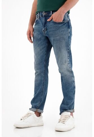 Tennis Jean Recto Tiro Medio Con Desgastes Azul Para Hombre Tennis