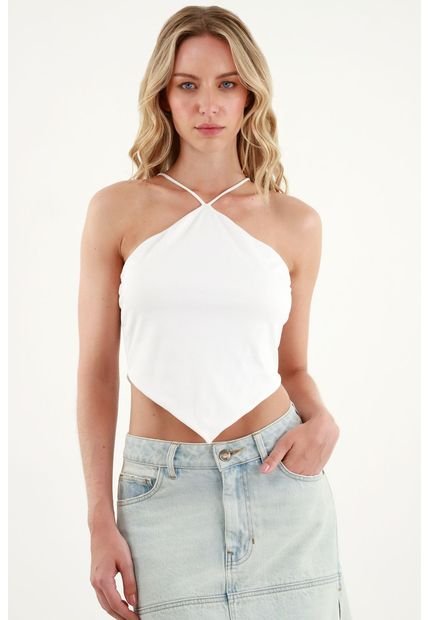 Camiseta Tipo Pañoleta Crudo Para Mujer