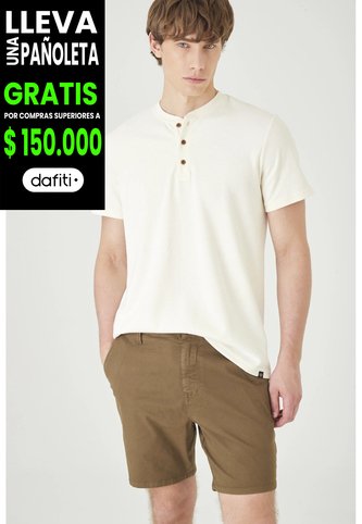 Tennis Bermuda Clásica Regular Con Bolsillos De Ojal En Algodón Caqui Para Hombre Tennis