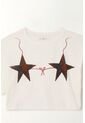 Camiseta Boxy Fit Estampada Crudo Para Mujer de Tennis