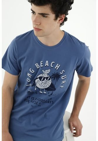 Camiseta Azul Con Estampado Para Hombre Tennis