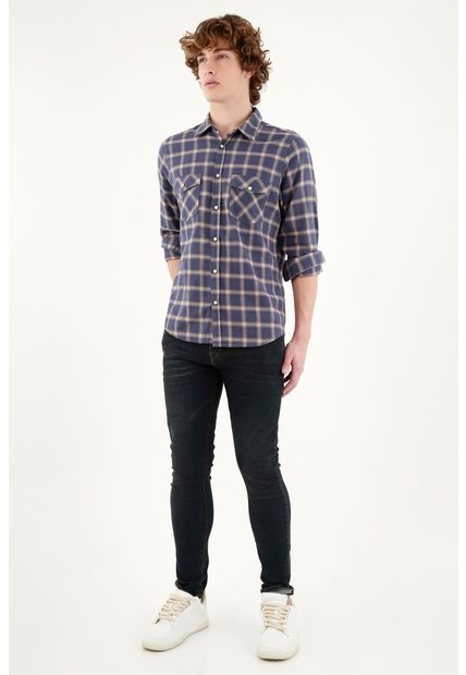 Tennis Camisa Preteñida Azul Para Hombre