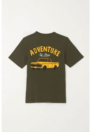 Camiseta Básica Con Estampado Verde Para Niño