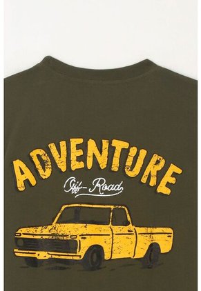 Camiseta Básica Con Estampado Verde Para Niño