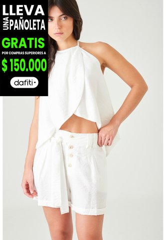 Tennis Bermuda Tradicional Con Botonadura Frontal Blanca Para Mujer Tennis
