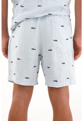 Tennis Bermuda Con Pretina Elástica Azul Para Hombre