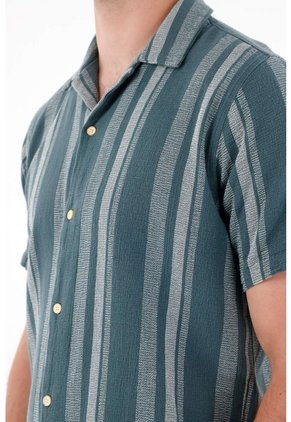 Tennis Camisa Tipo Bowling A Rayas De Ajuste Cómodo Para Hombre De Silueta Ajustada