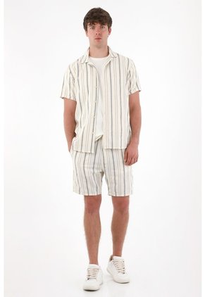 Tennis Camisa Tipo Bowling A Rayas De Acabado Suave Para Hombre Con Acabado Suave