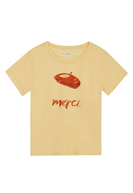 Camiseta Amarilla Manga Corta Para Mujer