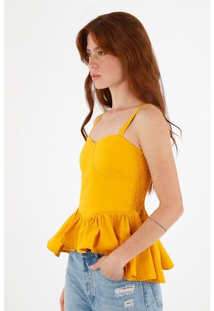 Camisa Amarilla De Tiras Para Mujer