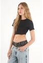 Tennis Camiseta Manga Corta En Rib Negra Para Mujer de Tennis