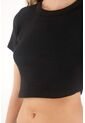 Tennis Camiseta Manga Corta En Rib Negra Para Mujer de Tennis