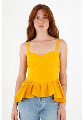 Camisa Amarilla De Tiras Para Mujer