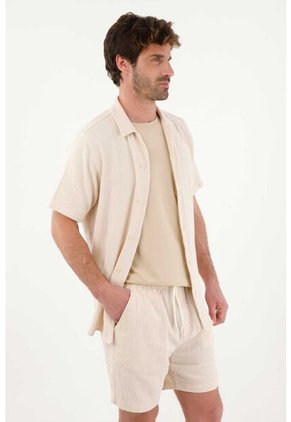 Tennis Bermuda Tipo Chino Con Textura Crudo Para Hombre