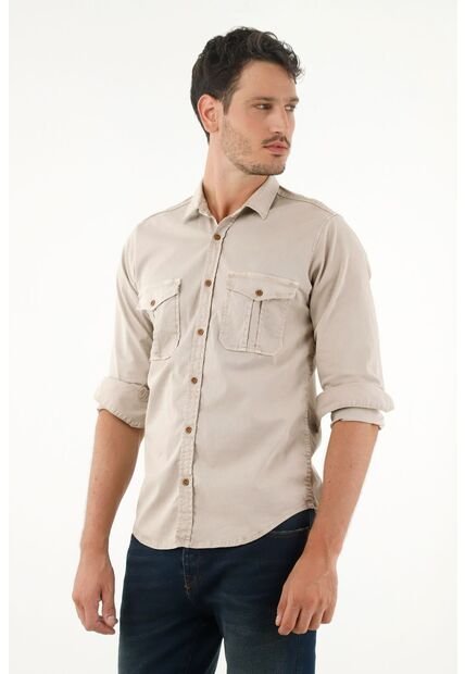 Tennis Camisa Manga Larga Café Para Hombre