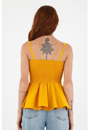 Camisa Amarilla De Tiras Para Mujer