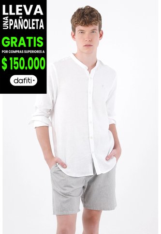 Tennis Bermuda Chino Fit Recto Con Micro Rayas Verticales En Algodón Gris Para Hombre Tennis