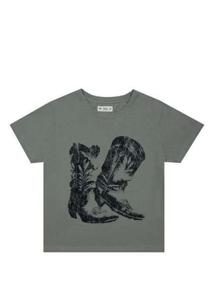 Camiseta Gris Estampada Para Mujer