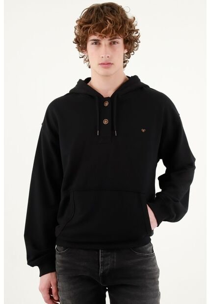 Buzo Con Capucha Negro Para Hombre