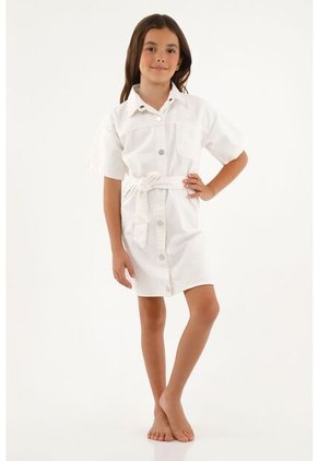 Vestido Con Bolsillos Cargo Crudo Para Niña