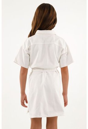 Vestido Con Bolsillos Cargo Crudo Para Niña