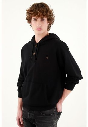 Buzo Con Capucha Negro Para Hombre