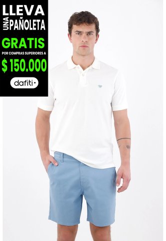 Tennis Bermuda Tradicional Con Frente Plano En Algodón Azul Cielo Para Hombre Tennis