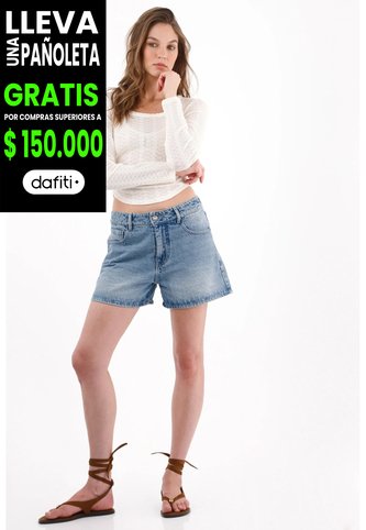 Tennis Bermuda De Tiro Corto Con Lavado Vintage En Denim Para Mujer Tennis