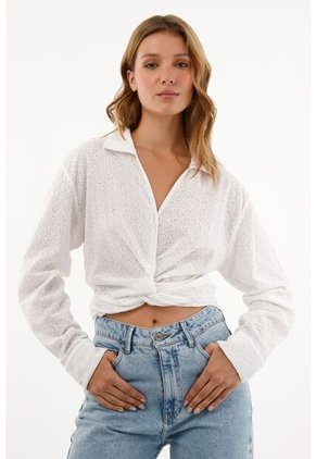 Tennis Camisa Blanca En Ojalillo Para Mujer