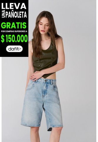 Tennis Bermuda Amplia De Tiro Corto En Denim Para Mujer Tennis