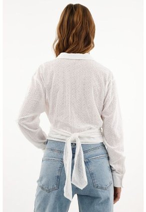 Tennis Camisa Blanca En Ojalillo Para Mujer