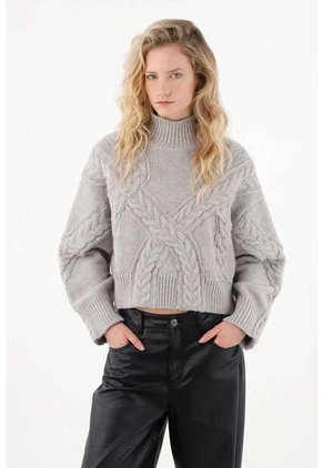 Tennis Buzo Con Tejido Trenzado Gris Para Mujer