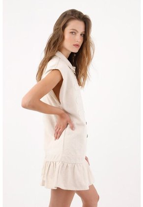 Tennis Vestido Corto Fit Relajado Con Volante En El Bajo En Algodón Crudo Para Mujer