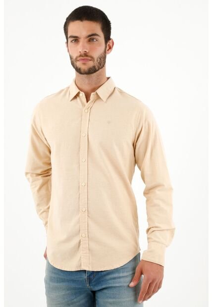 Camisa Clásica Amarilla Para Hombre