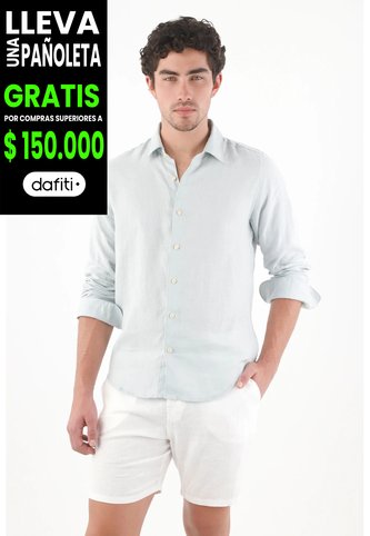 Tennis Bermuda Chino Fit Con Bolsillos Diagonales En Lino Blanco Para Hombre Tennis