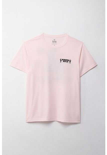 Camiseta Manga Corta Estampada Rosada Para Hombre