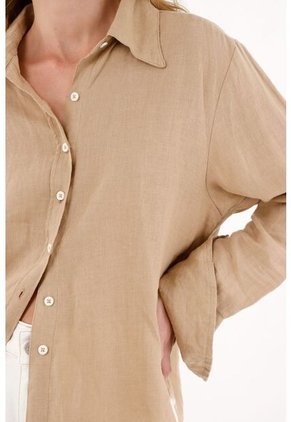 Camisa Manga Larga En Lino 100% Para Mujer