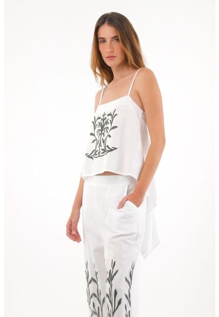 Tennis Camisa Amplia Que Anuda En Espalda Blanca Para Mujer