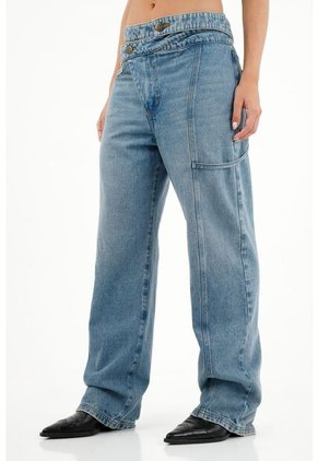 Jean Con Pretina Asimétrica Azul Para Mujer