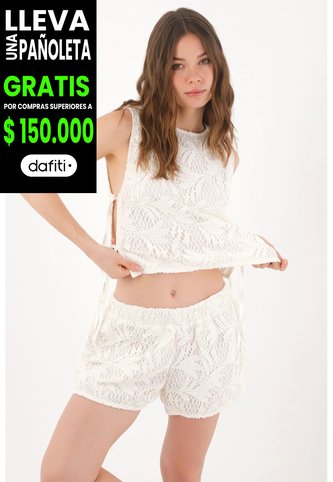 Tennis Bermuda Fit Relajado Con Encaje De Hojas Crudo Para Mujer Tennis