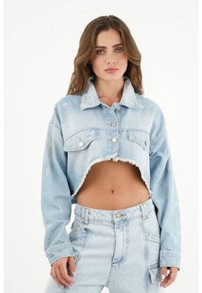 Tennis Chaqueta Crop Azul Para Mujer