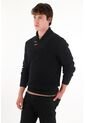 Tennis Buzo Tejido Cuello Alto Negro Para Hombre de Tennis